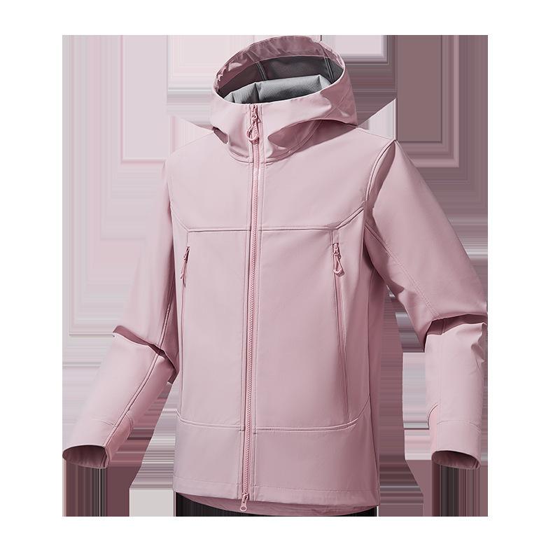 New Autumn and Winter Soft Shell Jacket Hooded Men and Women Outdoor Mountaineering Suit Windproof Water Splashing Sports Jacket Jacket