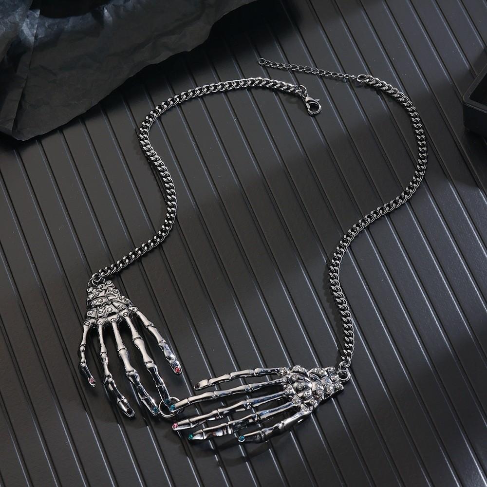 Halloween Skeleton Necklace With Water Wave Chain For Women Halloween Jewelry