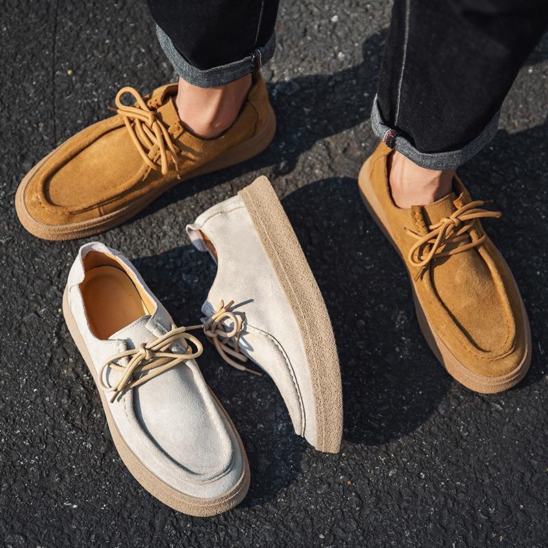 2793 genuine leather retro men's shoes British solid color simple and versatile anti-velvet cowhide hand-sewn casual shoes leather shoes