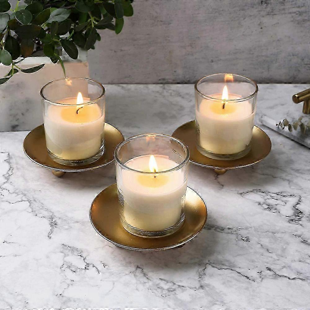 1 PC Round Candle Holder Decorative Iron Pillar Candle Plate Pedestal Candle Stand for Wax Candles Spa Wedding & Birthdays Party