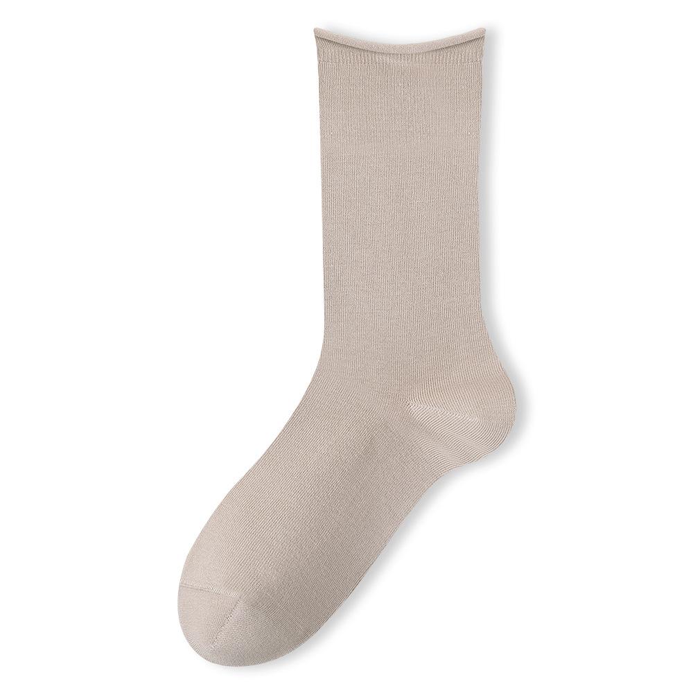 Women's Spring and Fall Cotton Rolled Edge Boneless Antibacterial Medium Tube Pile Socks