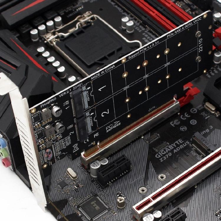 Mini PCI-E X16 To for M.2 M-key NVMEx4 SSD Expansion Adapter 4 Disks PCIE for Ra
