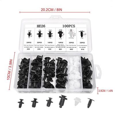 Auto Clips Box oder Beutelverpackung 100 Stück Auto Befestigungsclip Gemischt Karosserie Druckniete Haltestift Niet Stoßstange Türverkleidung Befestigungssatz