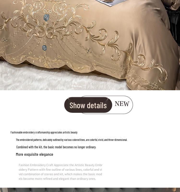 Evropská 4dílná sada prostěradel ze 100% bavlny s povlakem na přikrývku z ledového hedvábí - Luxusní svatební ložní prádlo