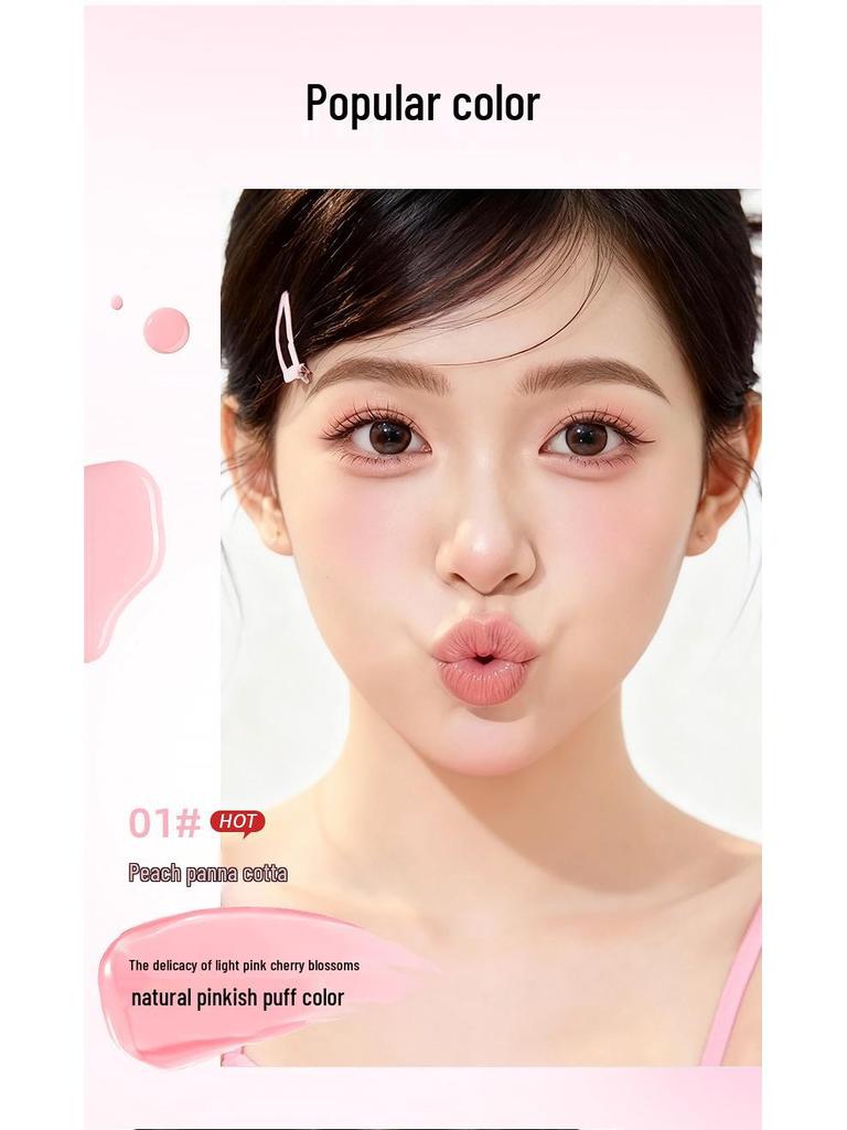 Natural Glow Long-lasting Matte Liquid Blush Gel - Easy Blend, Whitening & Brightening