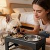 Elevated Dog Bowls Elevated Pet Feeder With 3 Heights Adjustable Non-Slip Dog Water Bowl For Indoor Outdoor Home Kitchen Living
