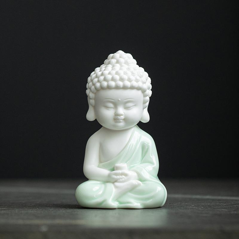 Zen Style Great Sun Tathagata Buddha Ornament Home Ceramic Buddha Statue Car Buddha Tea Pet Decoration Gift