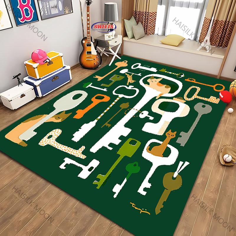 1pc Cat Splicing Pattern Washable Carpet, Abstract Style Indoor Mat, with Anti Slip Backing, LivingRoom, Bedroom, Home Decor Rug