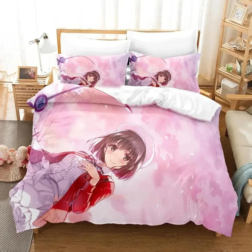 Anime Megumi Kato Saekano Bedding Set Duvet Cover Bed Set Quilt Cover Pillowcase Comforter King Queen Size Boys Adult Bedding