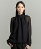 RE RHEE High Neck Sheer Sleeve Blouse