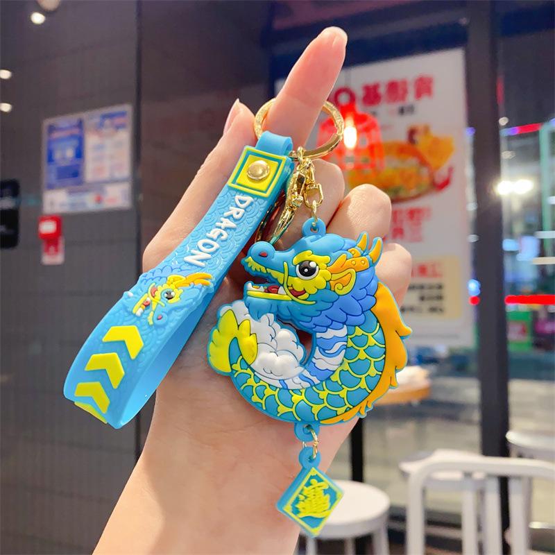 Guochao Jahr des Drachen Festlicher Schlüsselanhänger Taschenanhänger Autoschlüsselanhänger Chinesischer Stil Neujahrsgeschenke Kinderspielzeug