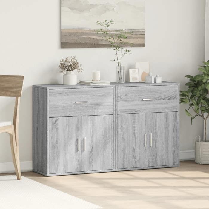 VidaXL Buffets 2 pcs sonoma gris 60x31x70 cm bois d'ingénierie, armoire de rangement, meuble d'entrée, meuble d'appoint 3276551