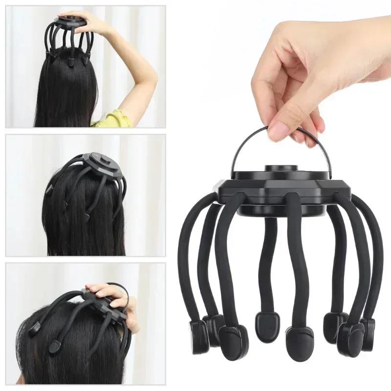 Electric Head Massager Multidimensional Octopus Massager Simulated Fingertip Sensation 5 Modes Scalp Red Light Therapy Device