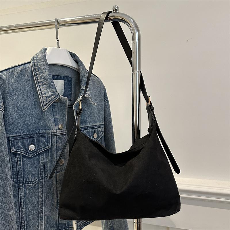 Simple Commuter Shoulder Tote Bag, New Foreign Style Solid Color Large Capacity Messenger Bag, Fashionable Niche Design Women's Bag