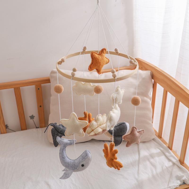 Baby Mobile Sea Creatures Baby Bed Wind Chime Cartoon Toys Hangable Marine Animal Decoration for Bassinet Nursery Bed Bell Boys