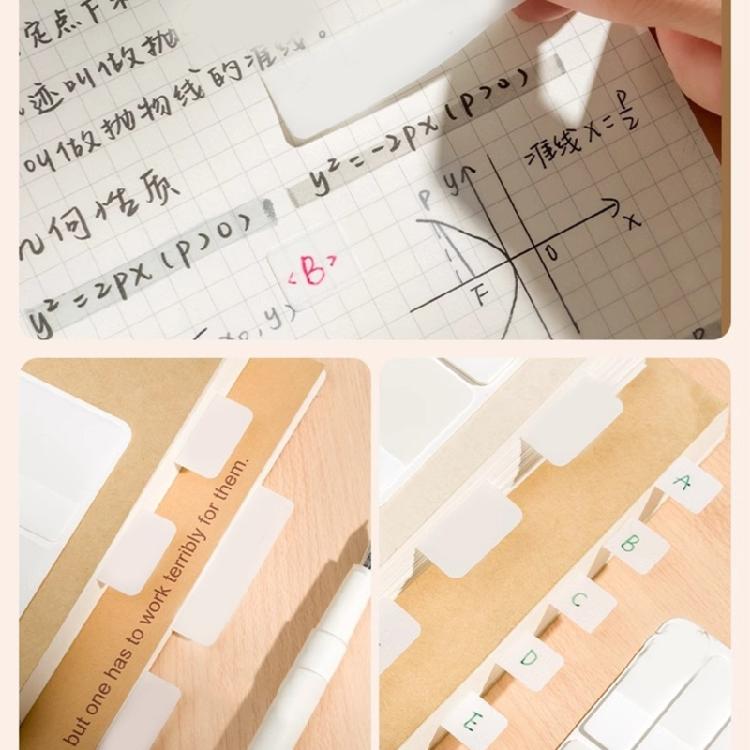 120Pieces White Clear Adhesive PET Label Writable Page Marker Bookmarks Repositionable File Label for School Office