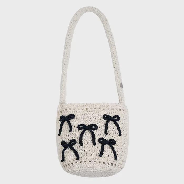 No.198 / Ribbon Crochet Bucket Bag _ Ribbon Black (Ribbon Crochet Bucket Bag)