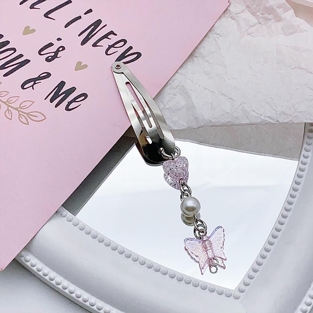 Metallic Style Hairpin for Sweet Girls Cute Butterfly Pendant Charm Hair Barrettes Aesthetics Bangs Hair Accessories