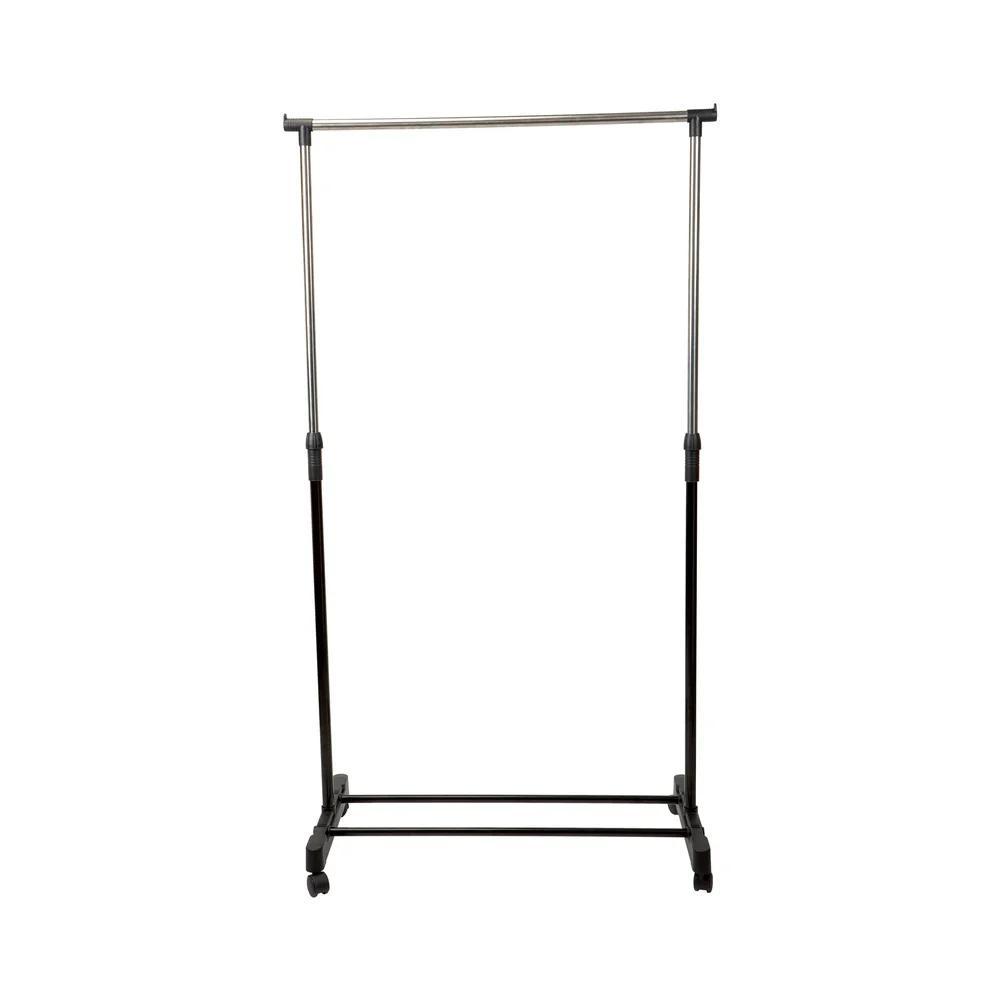 Portable Rolling Garment Rack Adjustable Height Clothes Organizer with Base Shelf Safety Lock Ideal Home and Travel