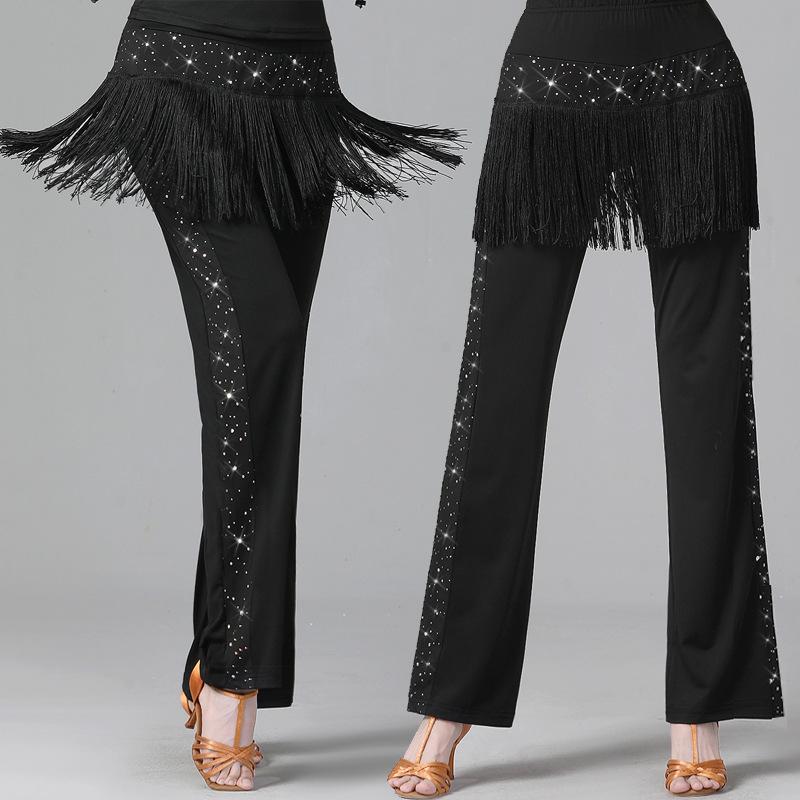 Costume Danse Latine Pantalon à Sequins et Franges Danse Carrée Danse de Marin Jitterbug Costume Pantalon de Danse