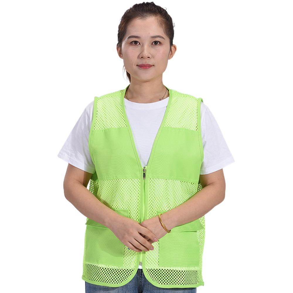 

Mesh V-neck Vest Ordinary/With Reflective Strips Outdoor Work Clothes Safety Vest Casual Wear XL-Green Ordinary