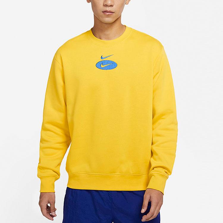 Nike NSW BB Crew Logo Casual Sport Fleece Pullover Men Sweatshirt Bright-Sulfur DM5461-709