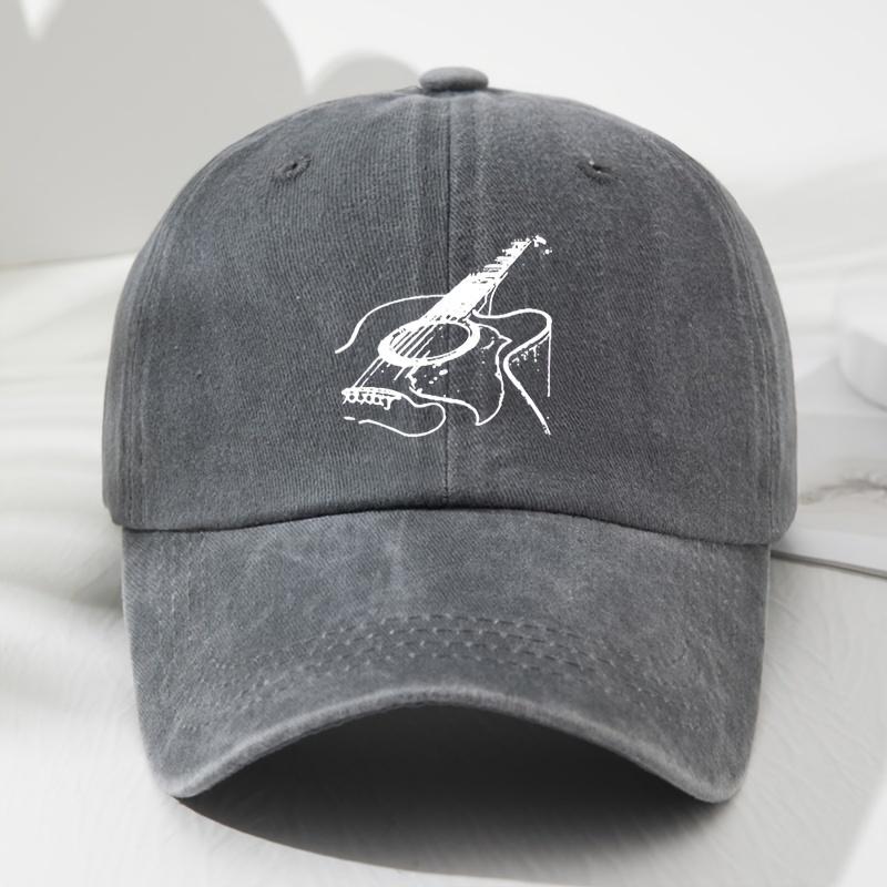Hand Washable  100 Polyester Woven  Unisex Guitar Print Baseball Cap  Vintage Polyester AdjustableFor Any Season
