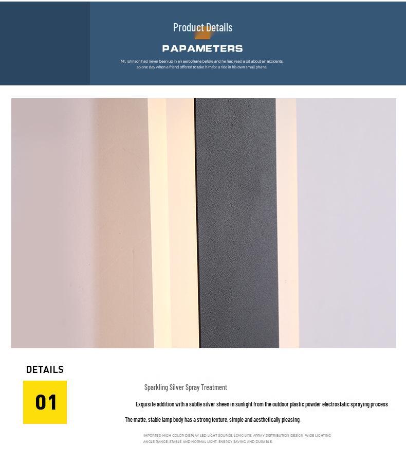 Outdoor Long Wall Lamp for Living Room, TV Background, Bedroom, and Study