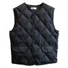 Gilet matelassé en coton pour femmes Automne Hiver Sans manches Col rond Ample Rembourré Gilet de taille Simple boutonnage Décontracté Ultraléger Portable