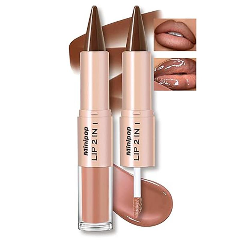 2 in 1 Lip Liner Lipstick Duo Waterproof Long Lasting Non Smudge