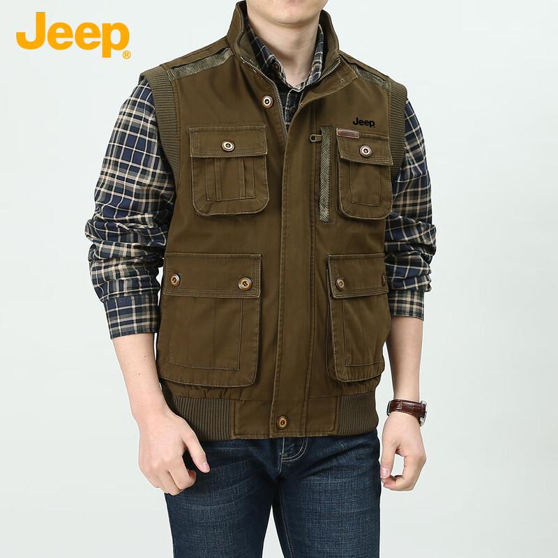 Jeep Men s Loose Fit Multi-Pocket Vest 4XL