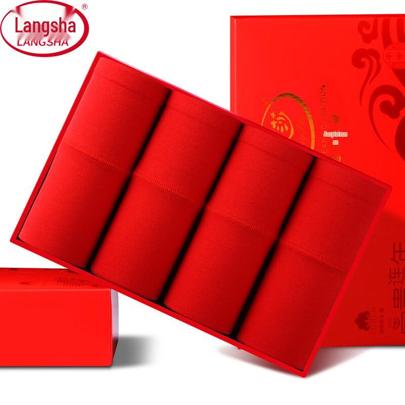 Langsha Women's Red Cotton Tummy Control Briefs 4-Pack