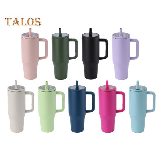 40 Oz Thermal Cup Stainless Steel Tumbler with Flip Straw Leakproof Insulated Travel Mug with Handle for Home Office Car