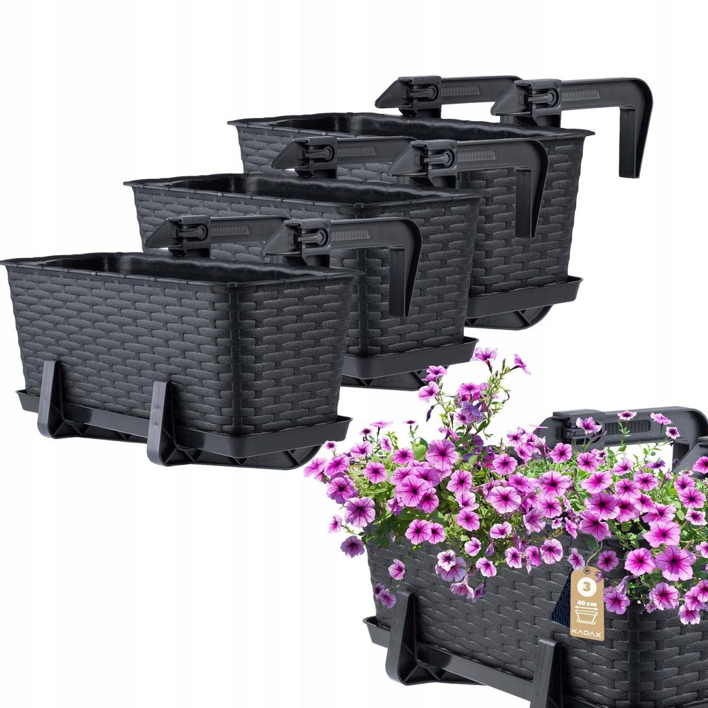 KADAX 3x Balkonový truhlík Úchyty