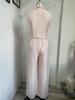European & American Sleeveless Lace-Up Vest and Wide-Leg Pants Solid Color Two-Piece Set