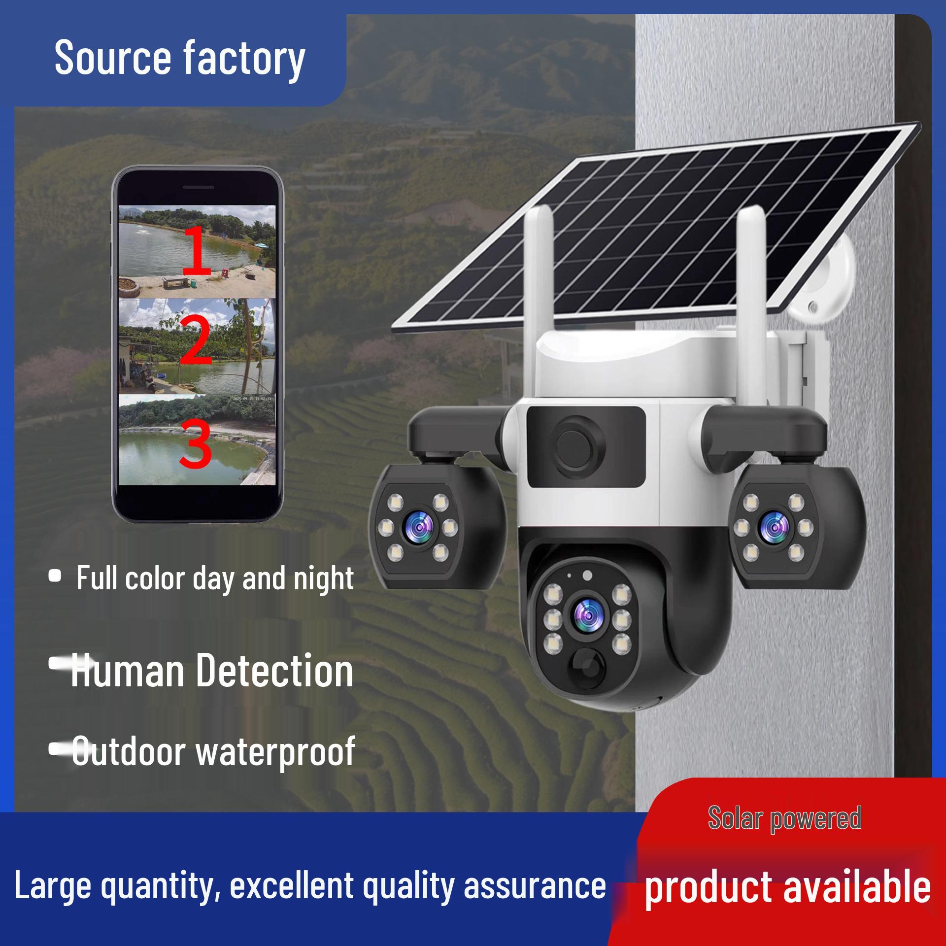 

Solar WiFi Outdoor Surveillance Camera with Three Lenses and Mobile Remote Access WiFi Three-Lens Chinese
