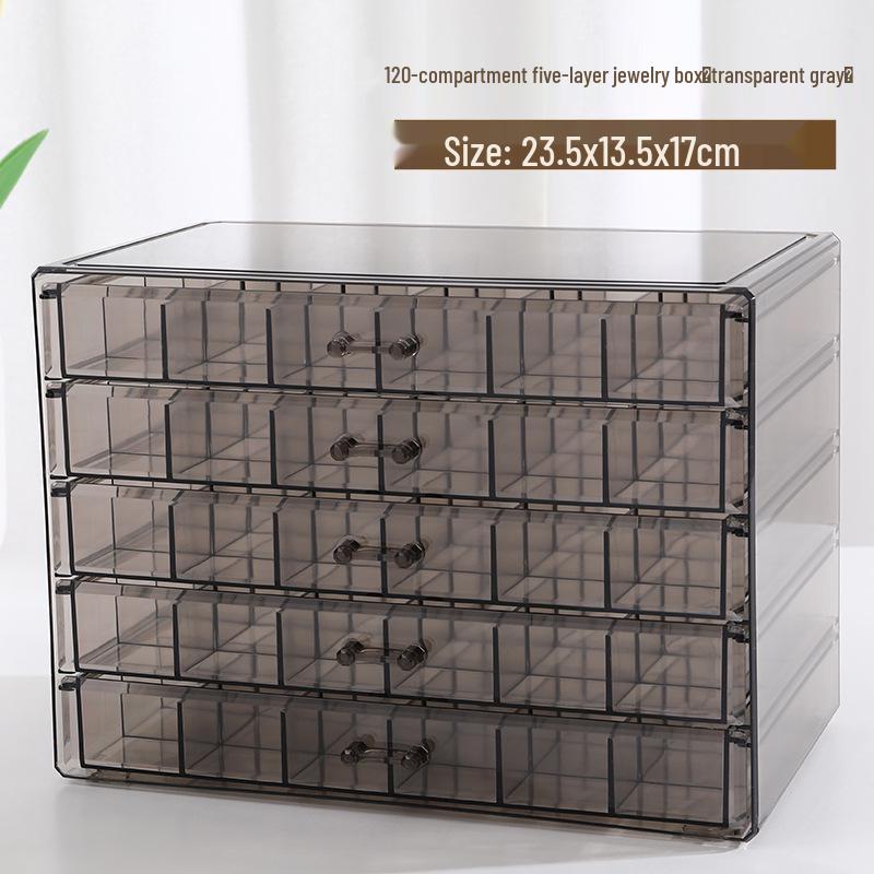 

Прозрачный акриловый органайзер для украшений с ящиками - Большая вместимость для колец, серег и ожерелий