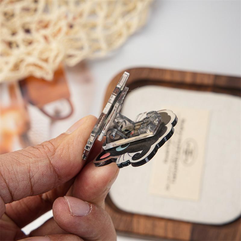 7Pcs Cute Cartoon Cat Pp Clip Acrylic Double-Sided High-Definition Pattern Paper Clip Stationery Supplies