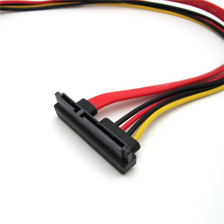 50cm 90° SATA 7+15P 22pin to SH 2.0 4pin Power Right Angled HDD Hard Disk Cable