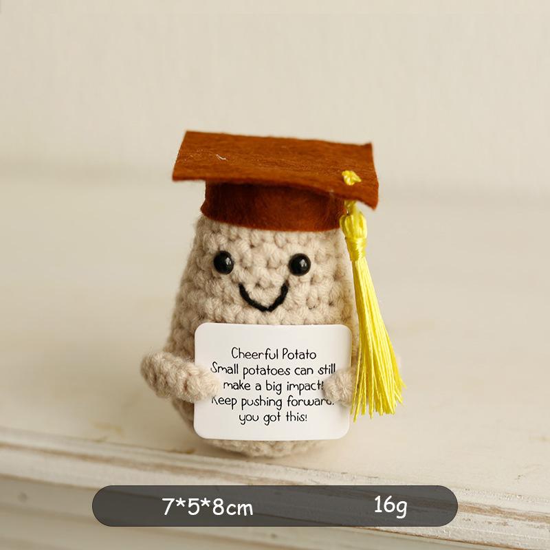 Mini Positive Energy Potatoes Hug Pocket Handmade Plush Wool Knitting Doll With Card Funny Christams Gifts Home Room Decoration