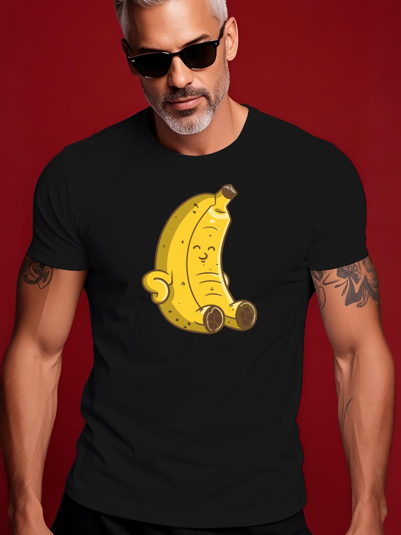 Playful Banana Character Graphic Summer Tshirt - Lightwei... XXL
