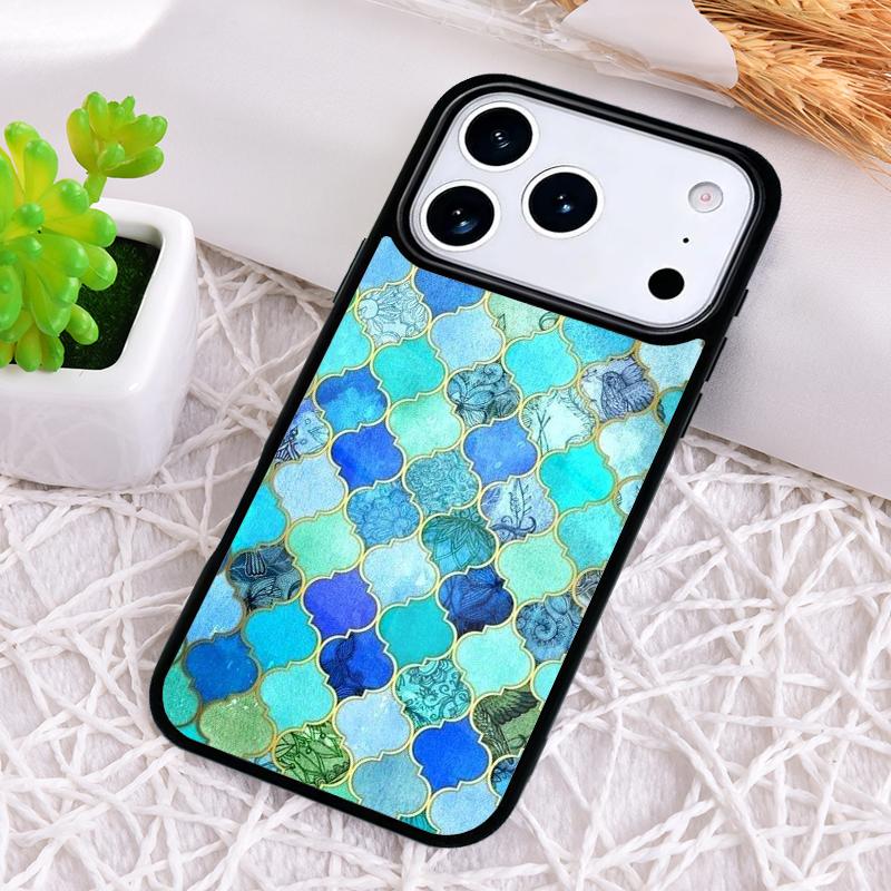 art Decorative Moroccan Tile Phone Case for iPhone 17 Air 16 15 11 12 14 13 Pro Max Shockproof Cover