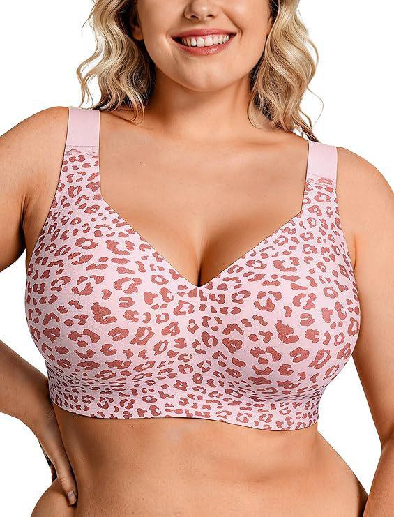 OEAK Women's Plus Size Seamless Wireless Supportive Jelly Bra