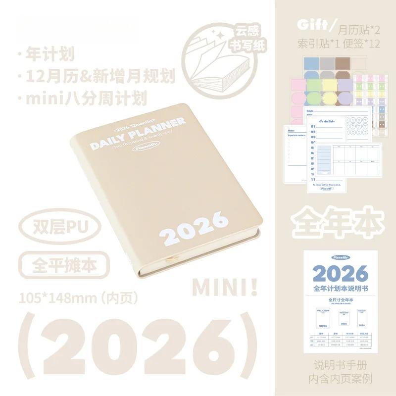 2026 Pocket A6 Notebook Planner Soft Cover Mini Journal Daily Plan Weekly Yearly Monthly Planning Agenda Calendar Gift