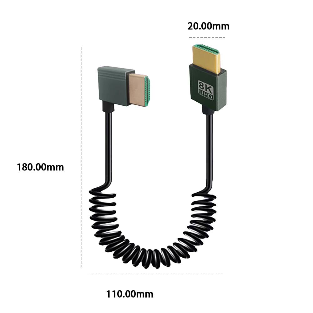 8K Ultra HD HDMI-Compatible To HDMI-Compatible Coiled Cable Male To Male Extreme Thin HDMI-Compatible 2.1 Cable 8K@60Hz 4K@120Hz