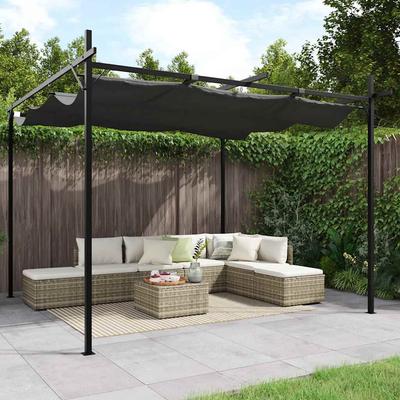 Vidaxl Pergola Ze Zwijanym Dachem, Antracytowa, 295X292X230 Cm
