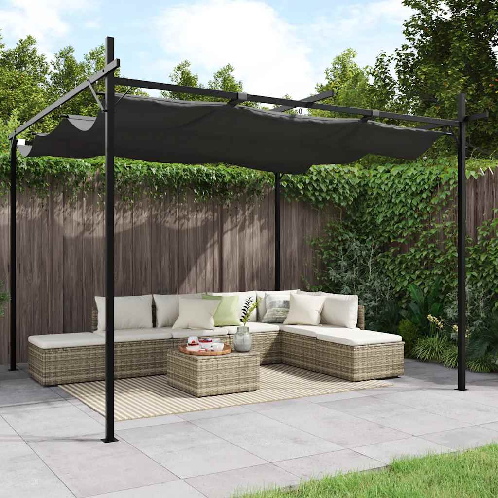Vidaxl Pergola Ze Zwijanym Dachem, Antracytowa, 295X292X230 Cm