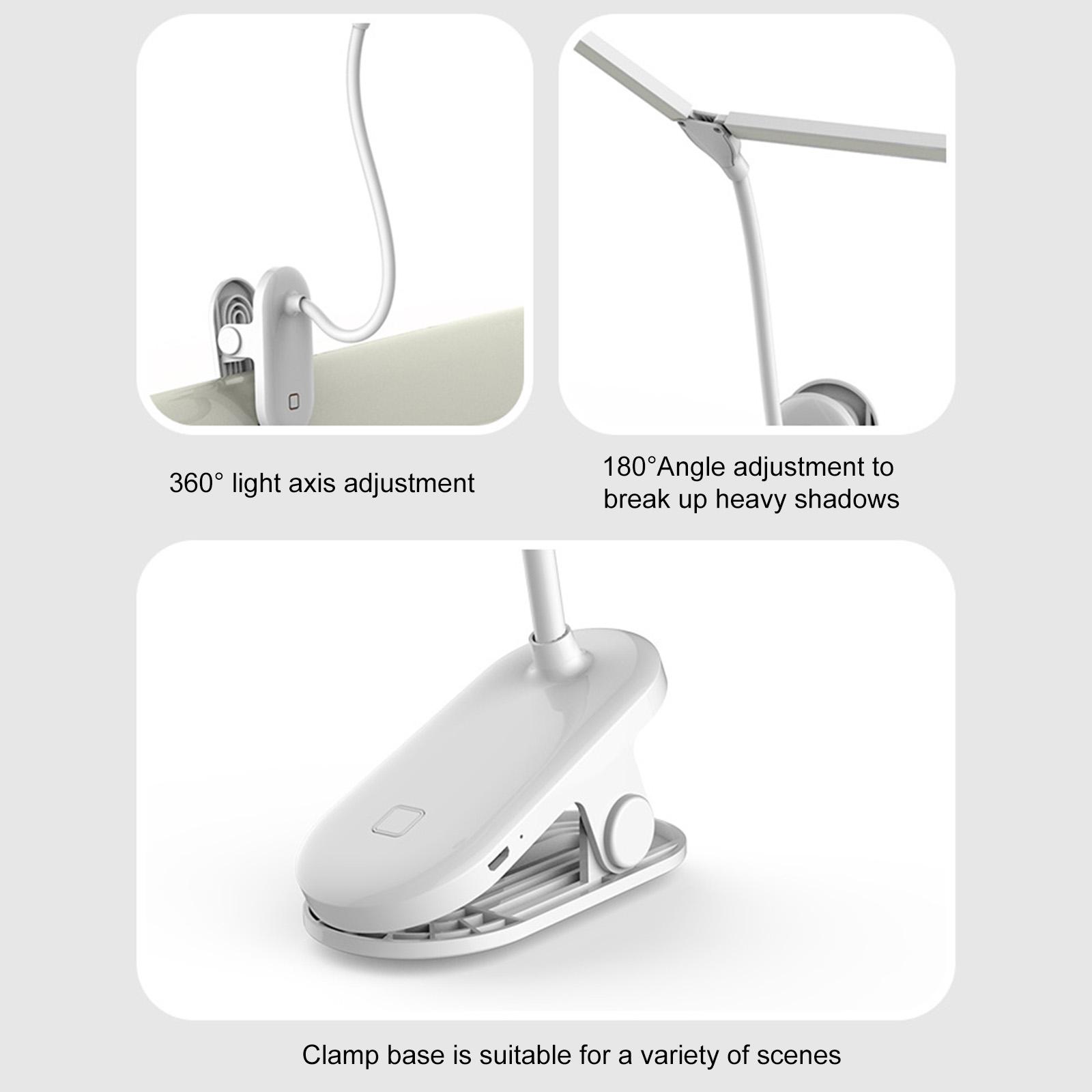 

Desk Lamp Study Lamp Clip LED Student Eye Care Creative Rechargeable USB Dormitory Study Bedroom Reading Desk Lamps белый