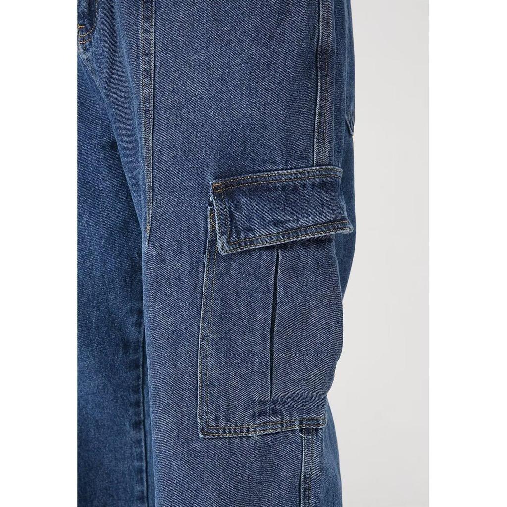 Men's Spring/Fall Multi-Pocket Straight-Leg Jeans: Relaxed-Fit Vintage Workwear-Style Casual Pants