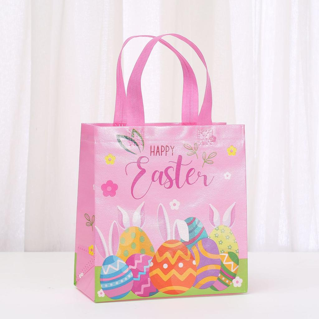 12/30pcs Easter Celebration Non Woven Tote Bags Eco-Friendly and Reusable Bunnies Eggs Florals Pattern Candy Container